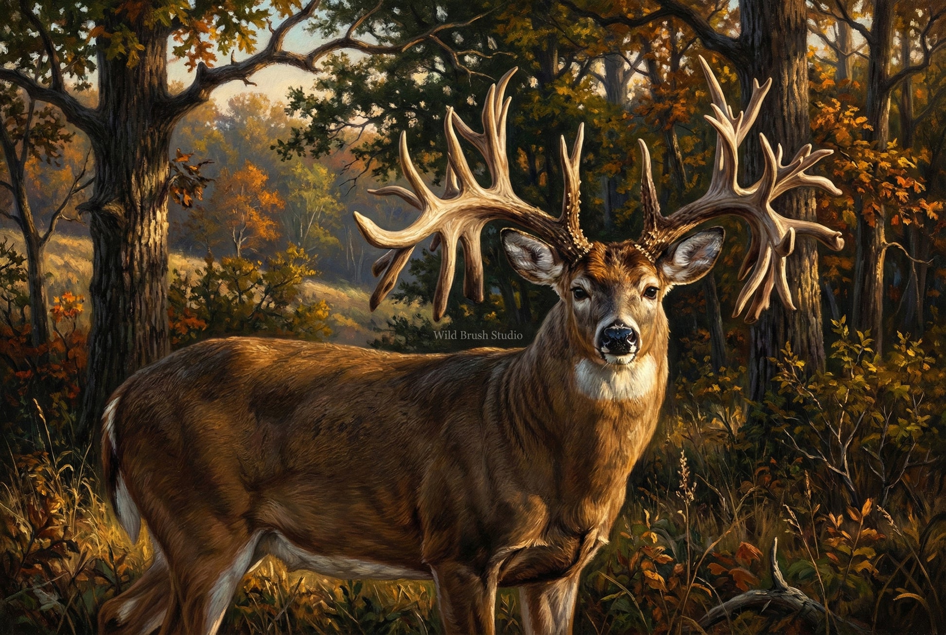 missouri monarch record whitetail buck oil painting paper art print