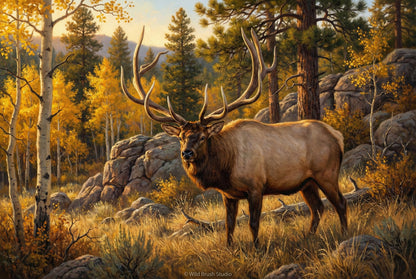 alonzo winter record book typical bull elk oil painting paper art print