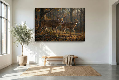 gallery wrapped canvas wildlife wall art of the best time of the year doevember whitetail deer rut oil painting paper art print