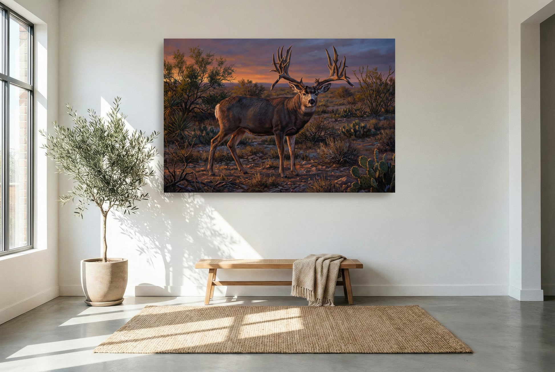 Gallery wrapped canvas wall art of 295 inch free range Texas mule deer legend