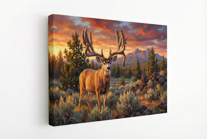 Gallery wrapped canvas wildlife wall art of the historic Buck Norris buck mule deer