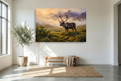 caribou bull alaskan tundra canvas oil painting paper art print