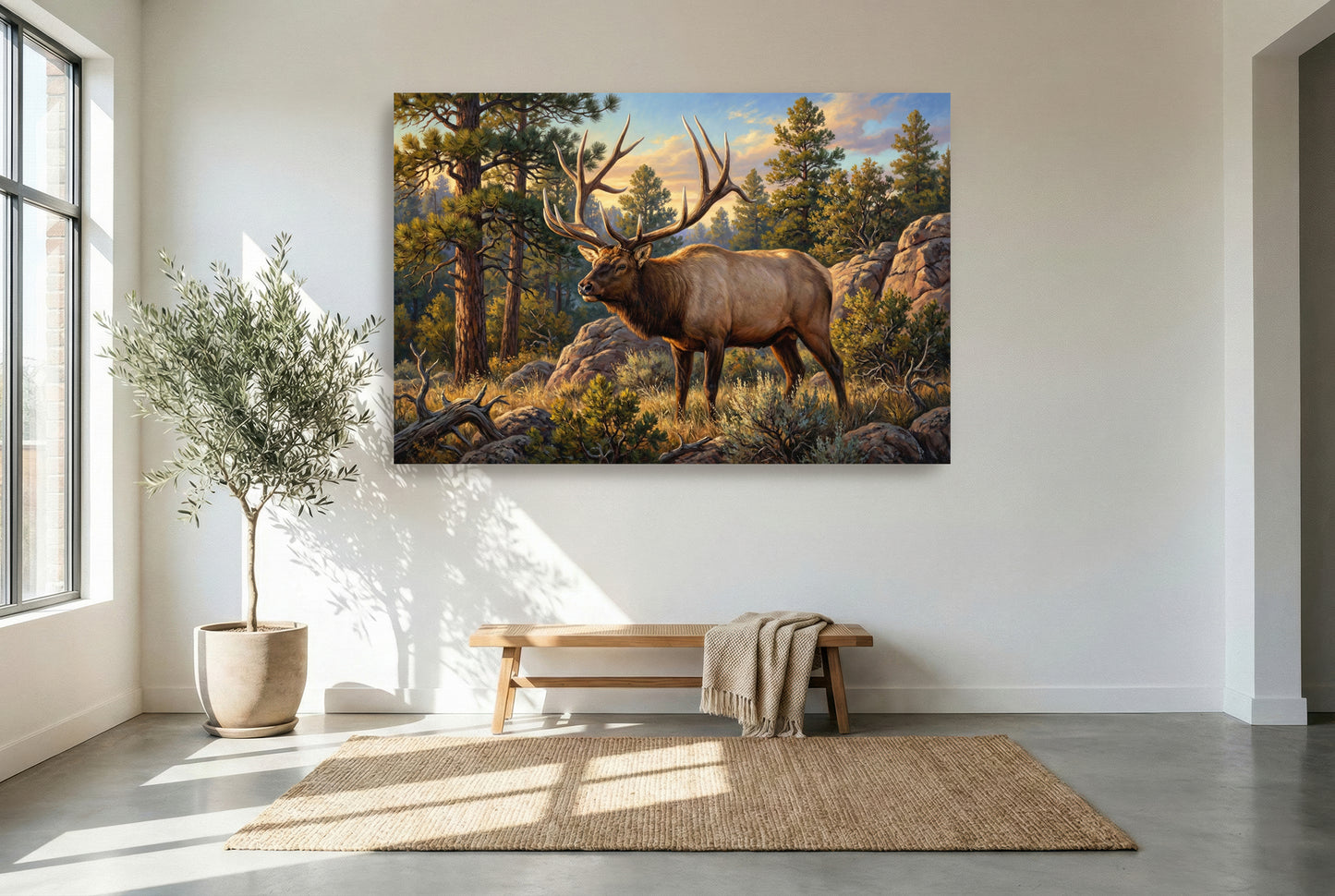 gallery wrapped canvas wildlife wall art of the clay heuett archery arizona bull elk