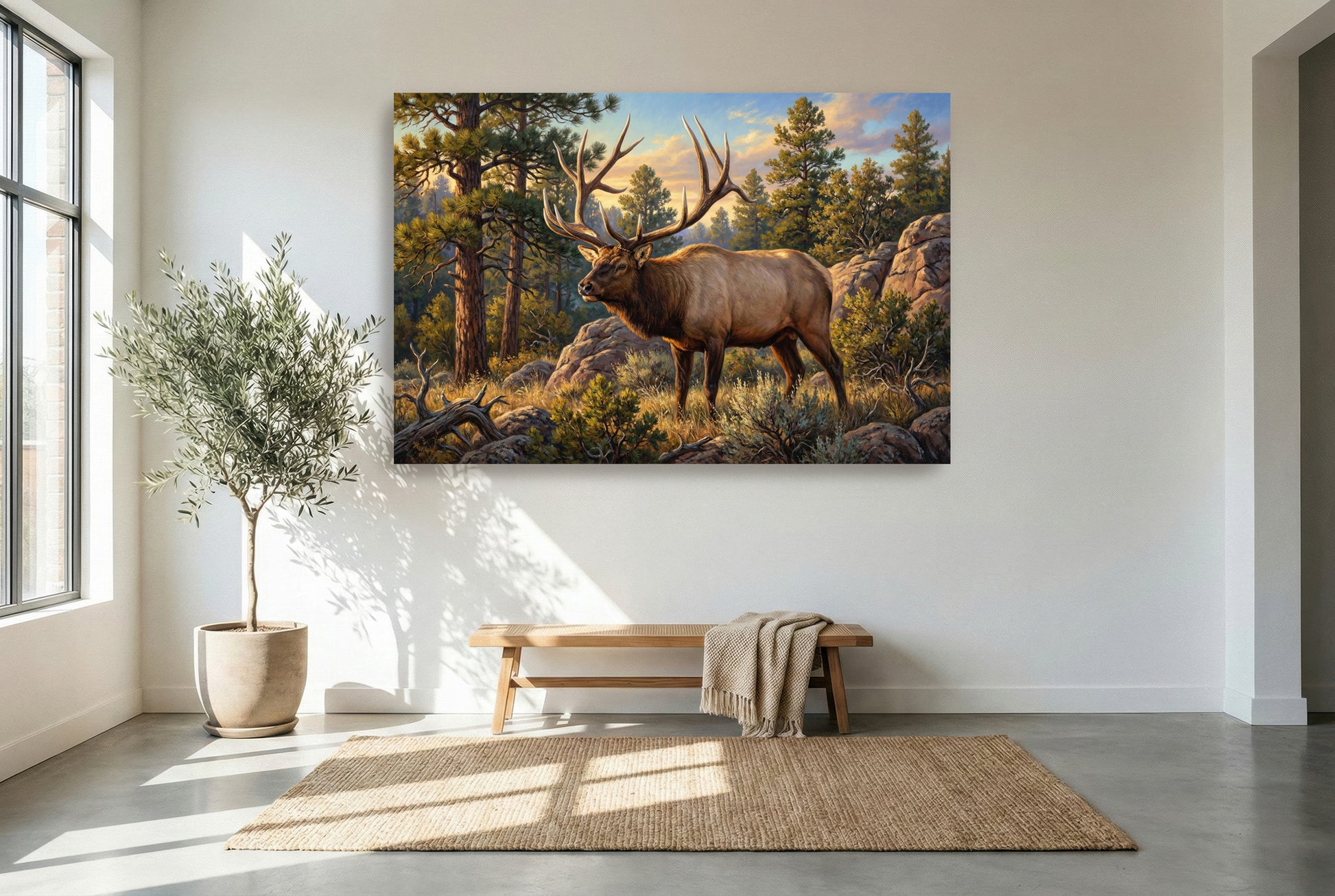 gallery wrapped canvas wildlife wall art of the clay heuett archery arizona bull elk