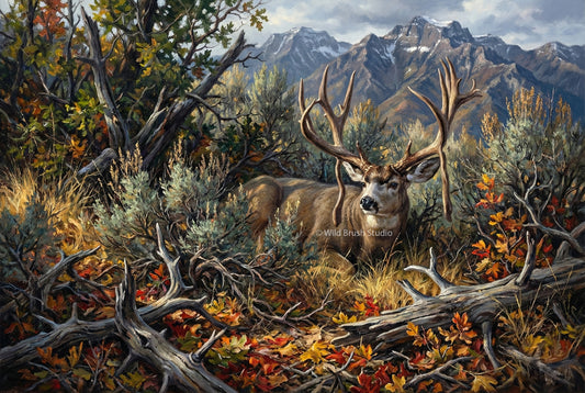 Dayle Sanderson legendary Idaho mule deer oil painting art print