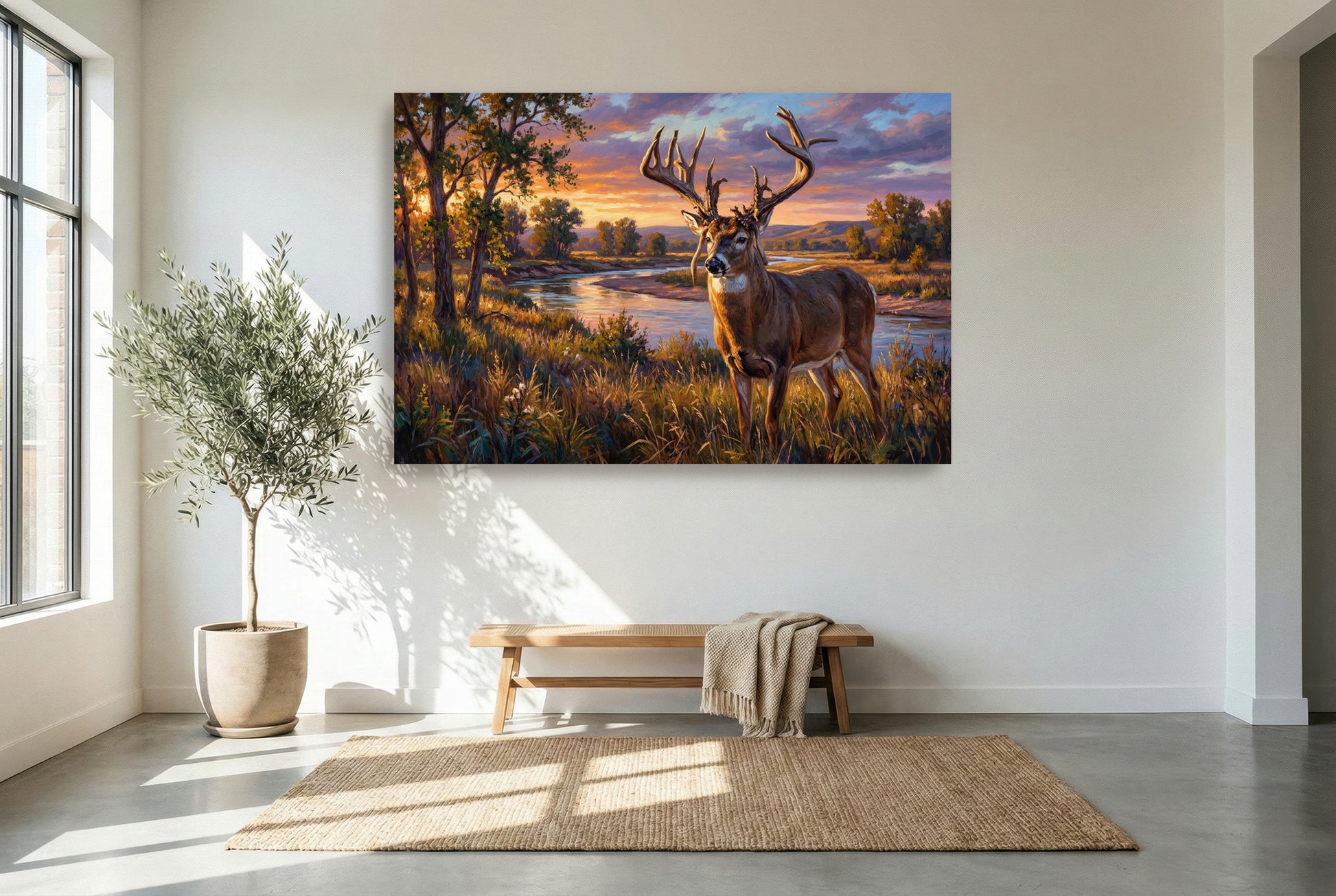 gallery wrapped canvas wildlife wall art of the del Austin whitetail buck Nebraska