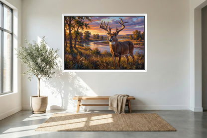 white floating framed canvas art of the del Austin whitetail buck Nebraska