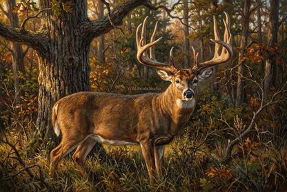 dustin huff whitetail buck Indiana oil painting paper art print