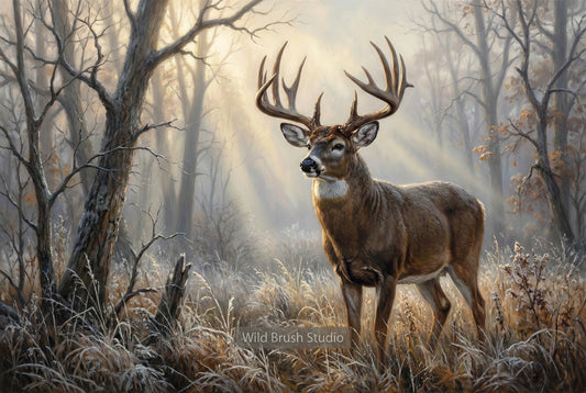 foggy November morning in whitetail buck country fine art paper print
