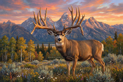 Golden Obray legendary Colorado mule deer oil painting art print