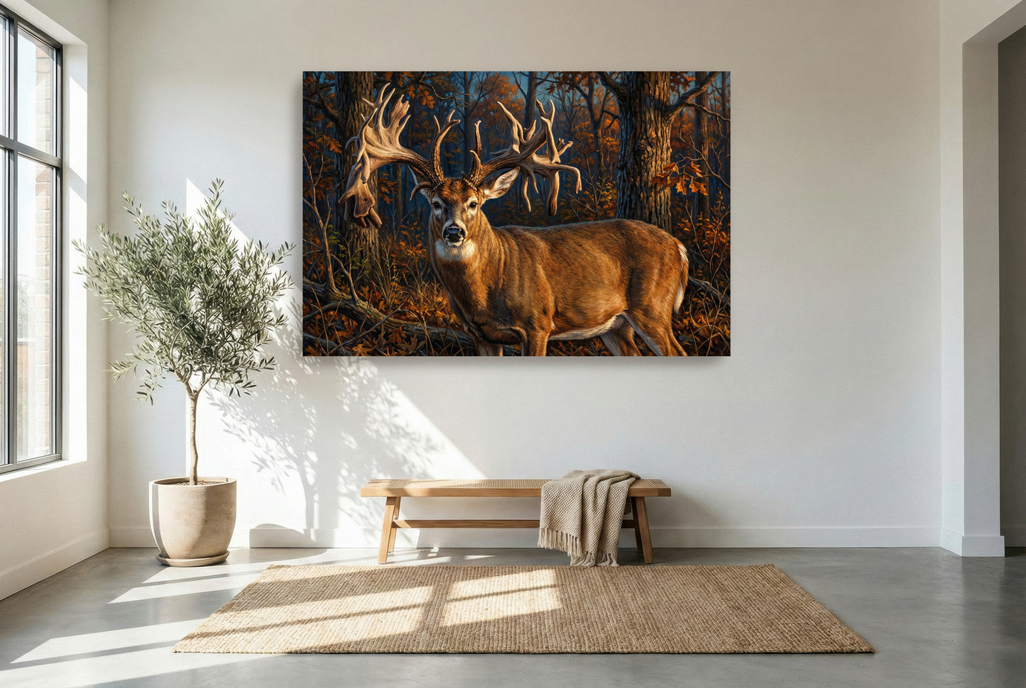 gallery wrapped canvas wildlife wall art of the hole in the horn whitetail buck