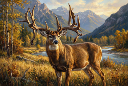 Jim Brewster whitetail buck British Columbia Canada oil painting paper art print