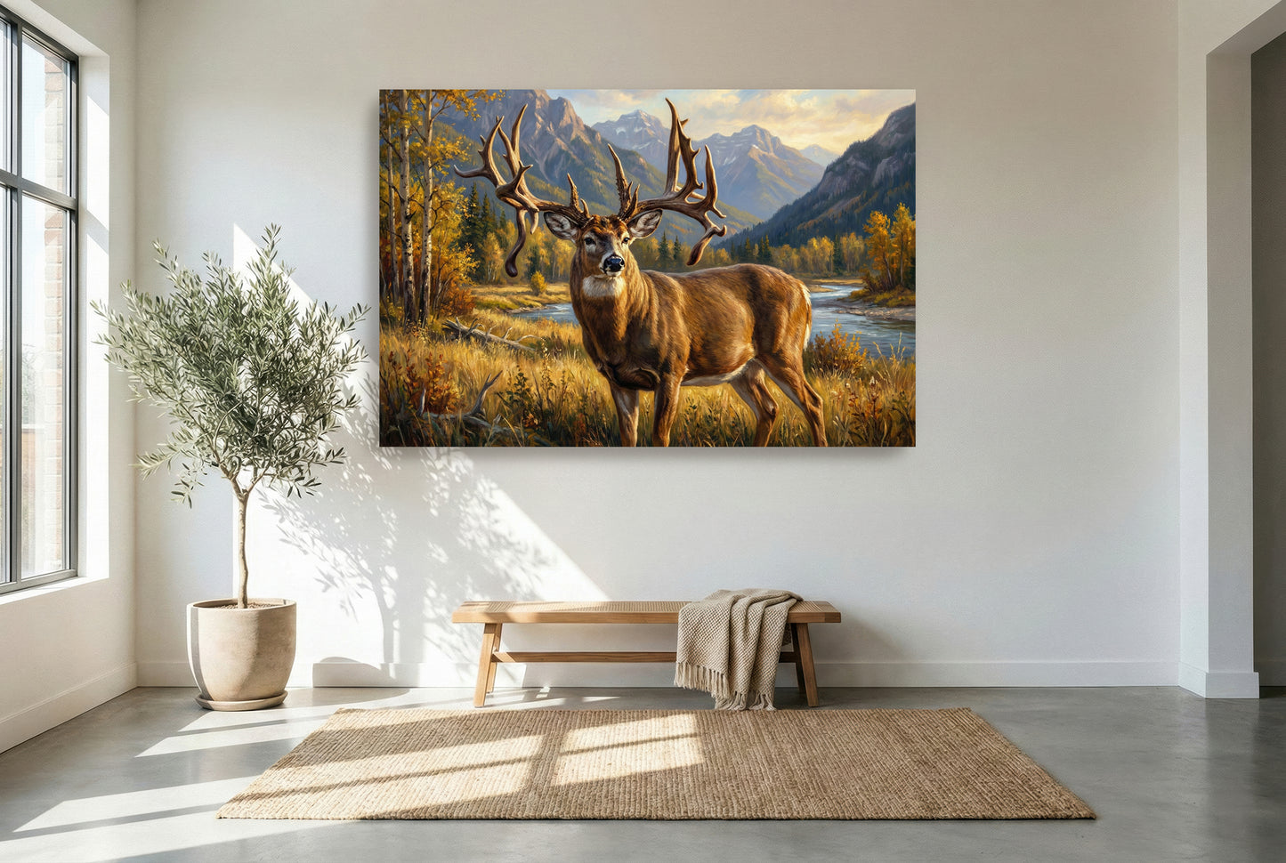 gallery wrapped canvas wildlife wall art of the Jim Brewster whitetail buck British Columbia Canada