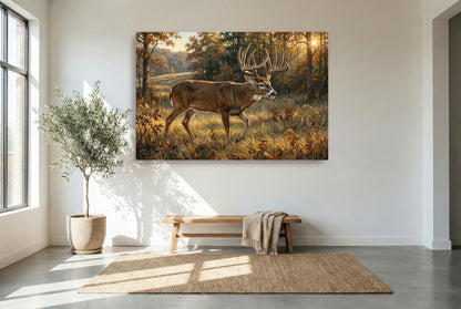 gallery wrapped canvas wildlife wall art of the johnny king whitetail buck Wisconsin