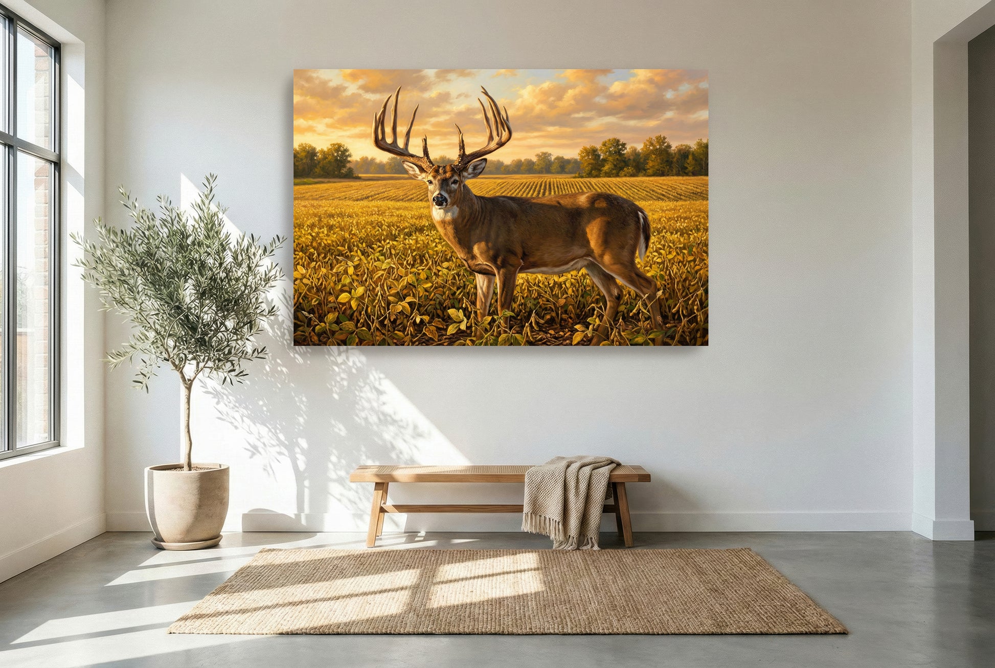 gallery wrapped canvas wildlife wall art of mel johnson whitetail buck illinois