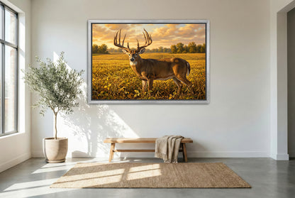 silver floating framed canvas big game artwork of mel johnson whitetail buck illinois