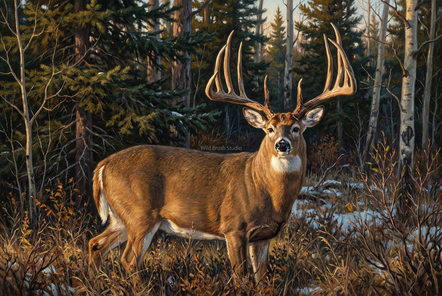 milo hansen buck saskatchewan giant whitetail oil painting paper art print