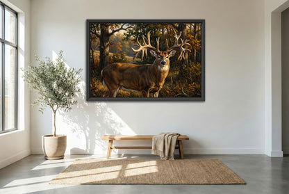 black floating framed canvas print featuring the missouri monarch record whitetail buck