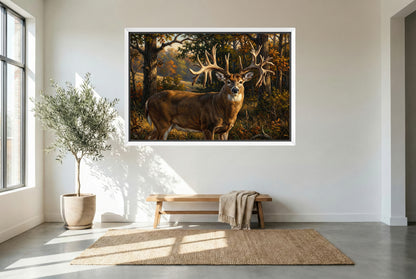 white floating framed canvas art of the missouri monarch record whitetail buck