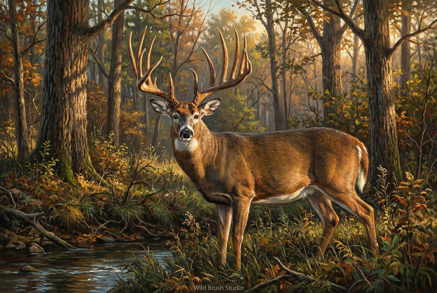 pennsylvania's biggest whitetail buck oil painting paper art print