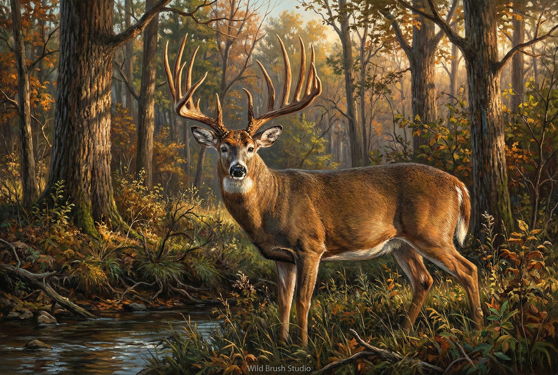 pennsylvania's biggest whitetail buck oil painting paper art print
