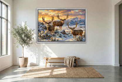 Silver floating framed canvas big game wall art of Popeye Goliath and Morty