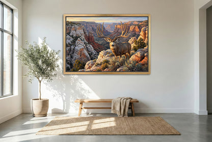 Gold floating framed canvas trophy room art of the famous Books Typical and Non-Typical B&C Arizona buck