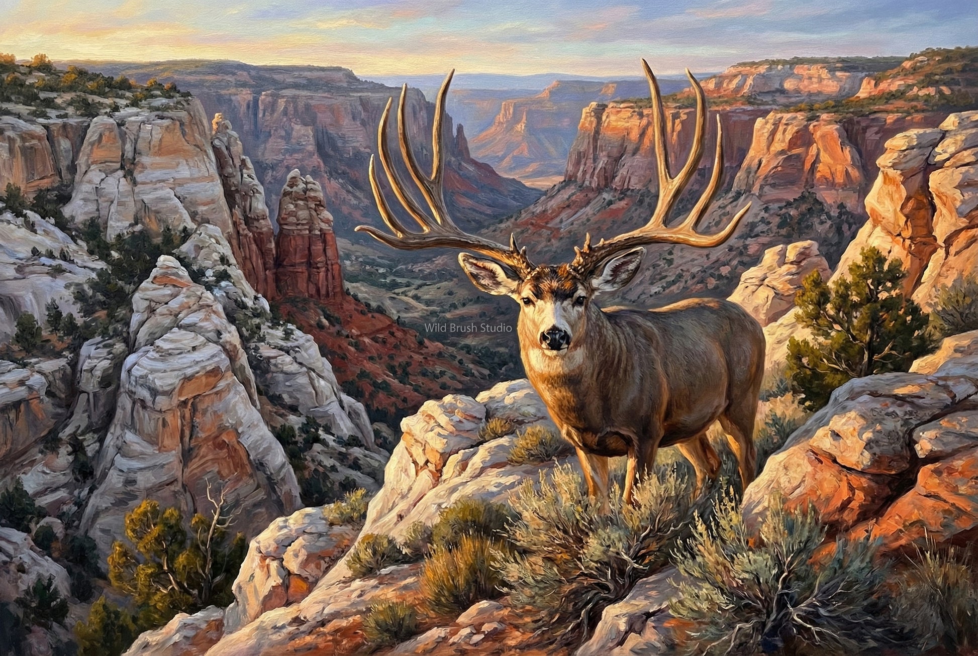 Books Typical and Non-Typical B&C legendary Arizona mule deer oil painting art print