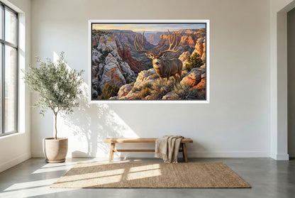 White floating framed canvas art of the Books Typical and Non-Typical B&C Buck for modern hunting home decor