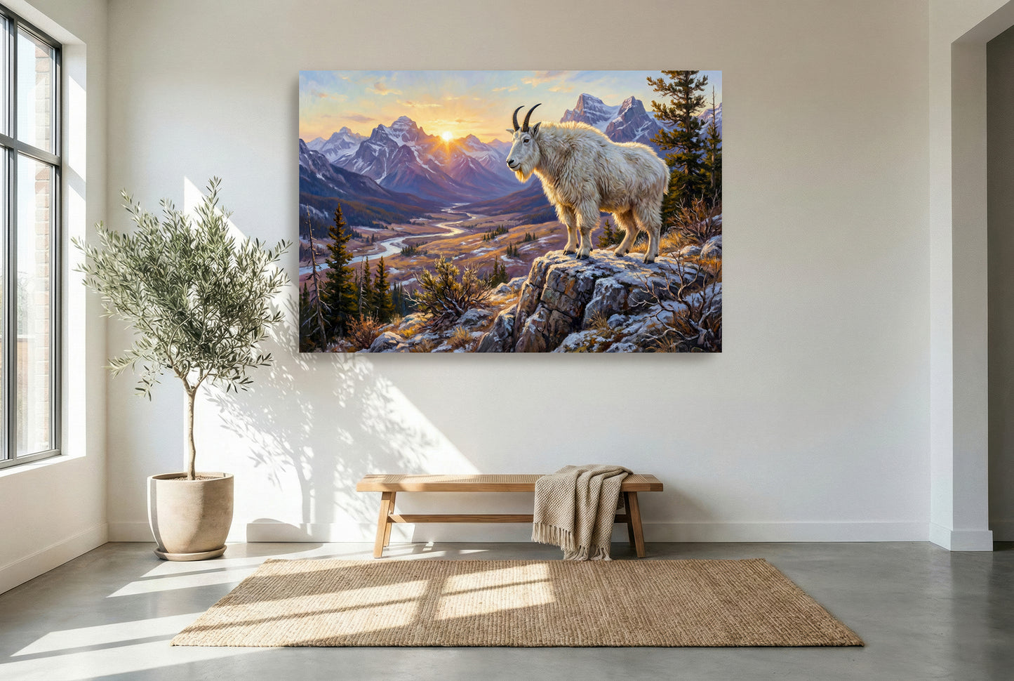 gallery wrapped canvas wildlife wall art of a Rocky Mountain goat