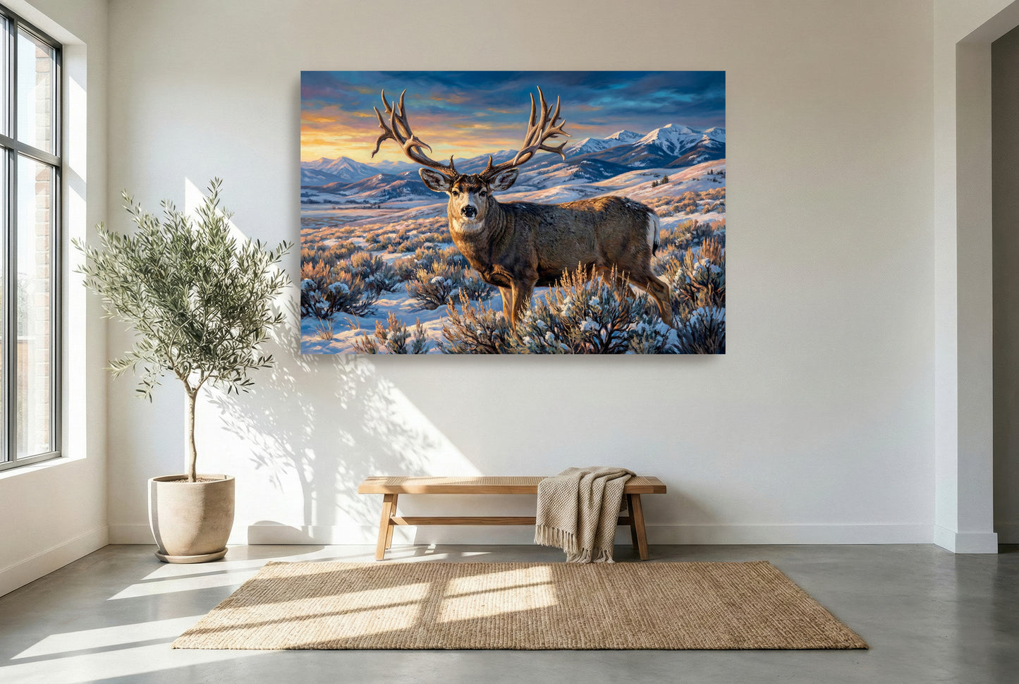 gallery wrapped canvas wildlife wall art of a scar wyoming mule deer living legend giant 