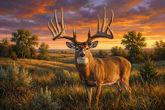 the famous recored book whitetail buck called the general from Nebraska oil painting paper art print
