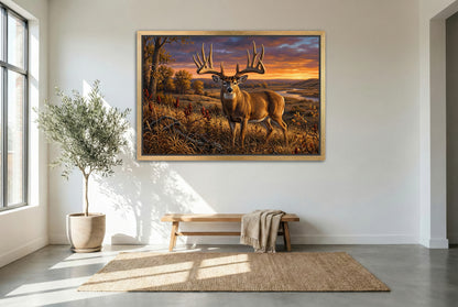 gold floating framed canvas trophy room art of the general legendary nebraska whitetail buck