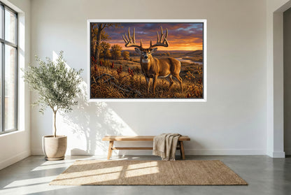 white floating framed canvas art of the general legendary nebraska whitetail buck