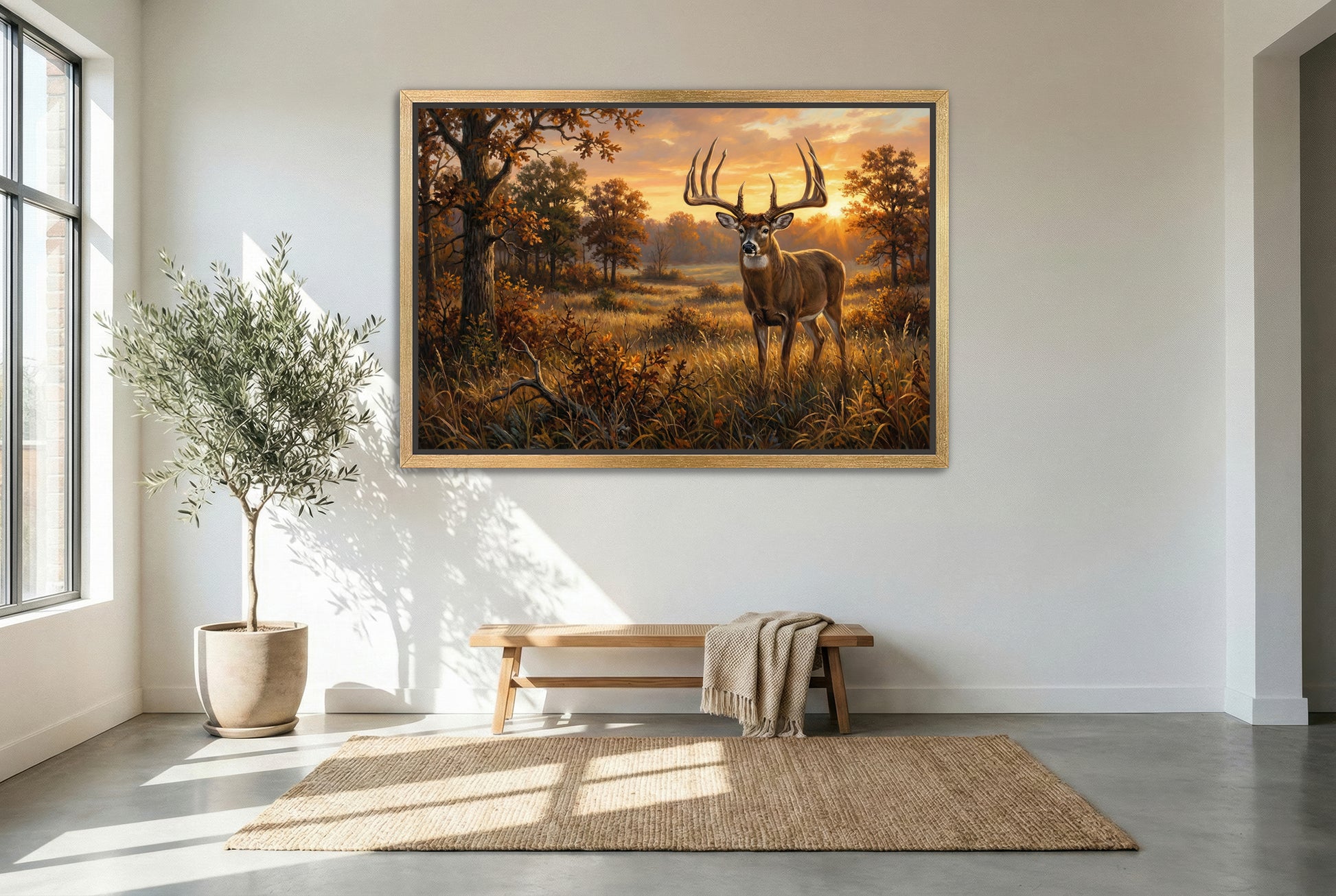 gold floating framed canvas trophy room art of the missouri gibson whitetail buck