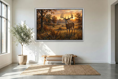 silver floating framed canvas big game artwork of the missouri gibson whitetail buck