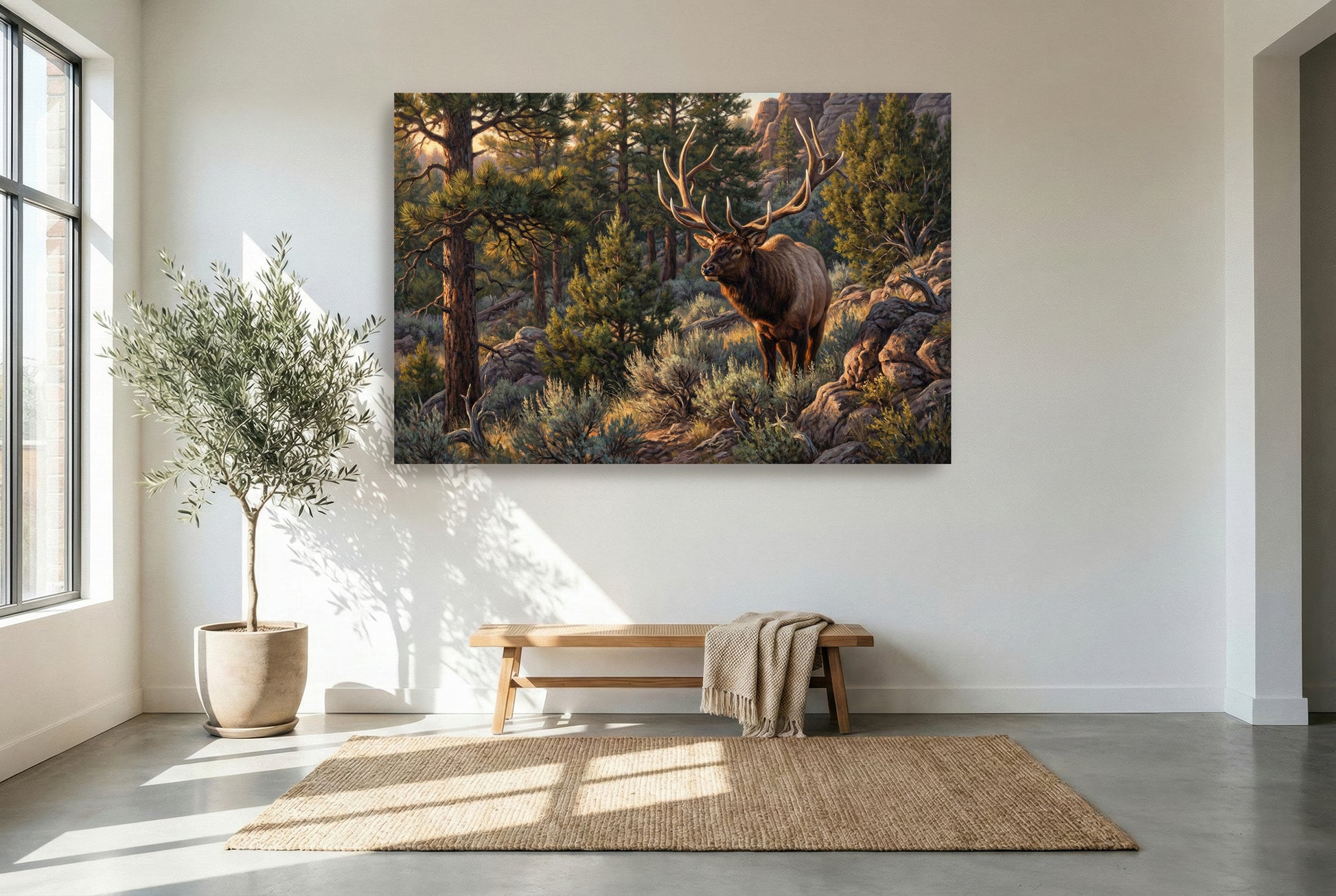 gallery wrapped canvas wildlife wall art of the the grandpa bull elk by nick franklin