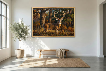 gold floating framed canvas trophy room art of the Jordan whitetail buck Wisconsin