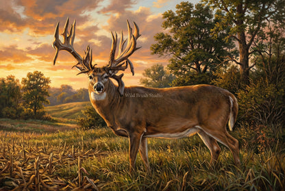 the lovstuen whitetail buck or the albia buck iowa oil painting paper art print