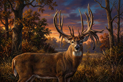 the luke brewster whitetail buck illinois oil painting paper art print