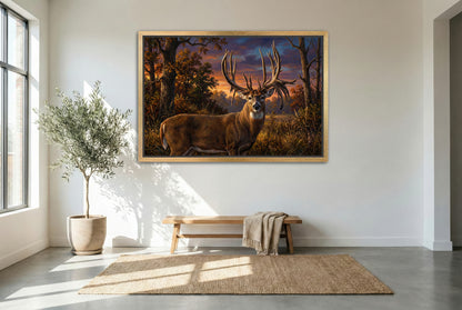 gold floating framed canvas trophy room art of the luke brewster whitetail buck illinois
