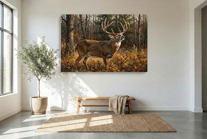 gallery wrapped canvas wildlife wall art of a whitetail buck lip curl checking for scent